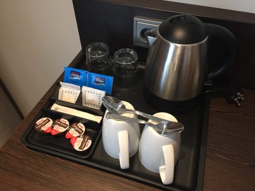 Cortesia do Premier Inn - Chá, café solúvel e leite