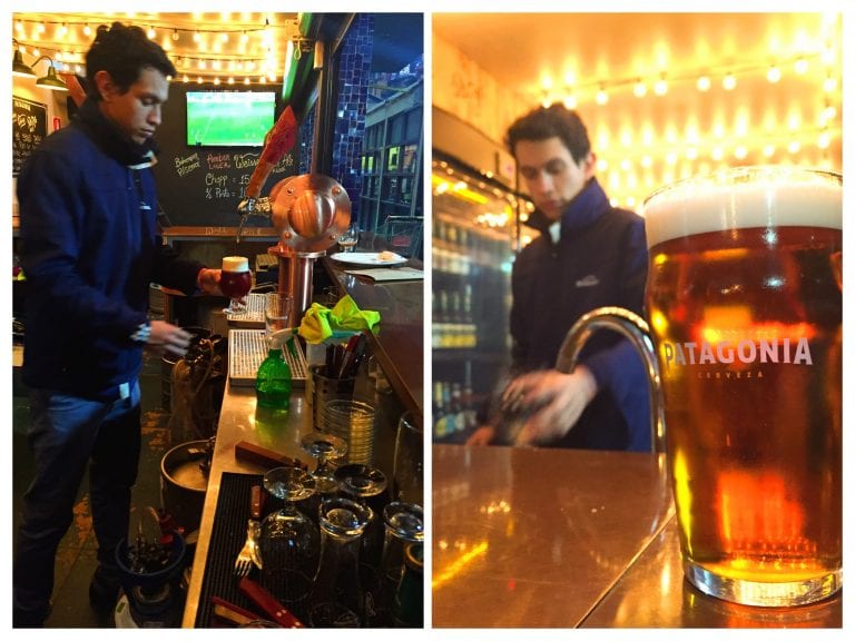 Patagonia Mercado del Puerto: Luis, nosso amigo venezuelano tirando a cerveja on tap