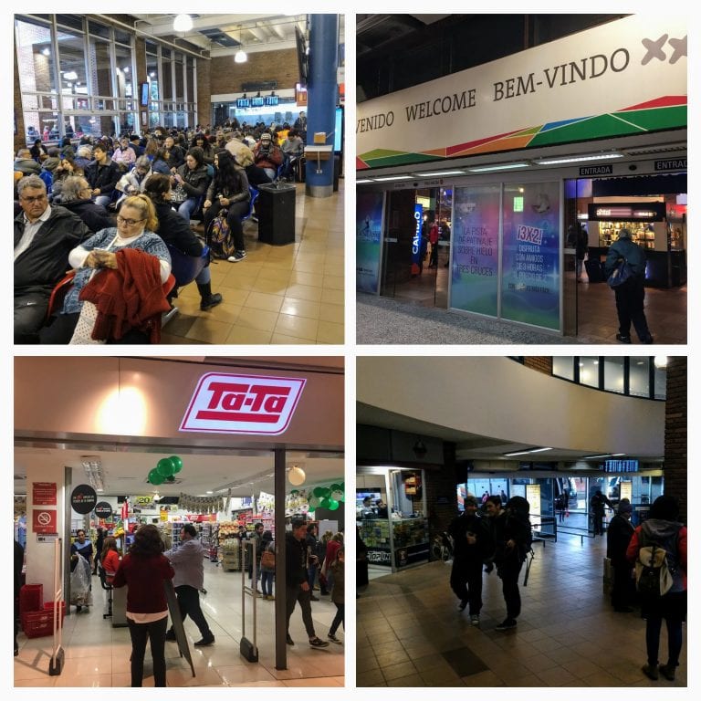 Terminal rodoviário de Três Cruces, em Montevidéu. Tem até supermercado Ta-ta.