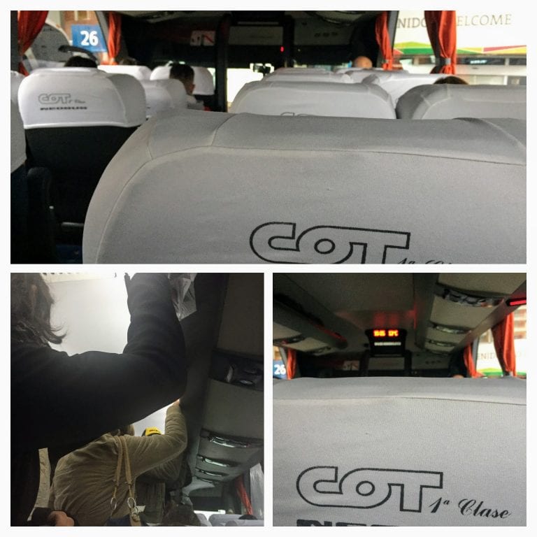 Dentro do ônibus da COT: detalhe dos passageiros em pé durante parte do trajeto