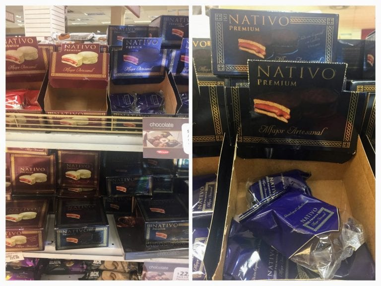 Alfajor uruguaio Nativo nas prateleiras dos supermercados