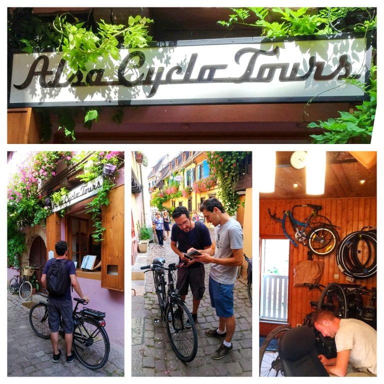 Aluguel de bicicleta em Colmar: loja da Alsa Cyclo Tours em Eguisheim