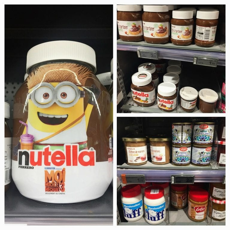 Nutella (original e similares) nos supermercados em Paris