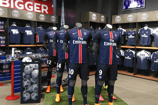 Uma das lojas do Paris Saint Germain