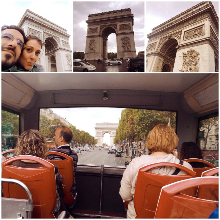 Big Bus Paris - paradinha pra fotos no Arco do Triunfo