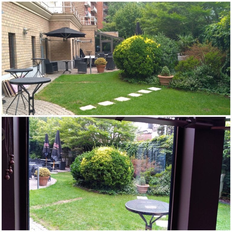 Onde ficar em Bruxelas: hospede-se com qualidade e preço justo no Martin's Brussels Hotel 13 Jardim externo do hotel