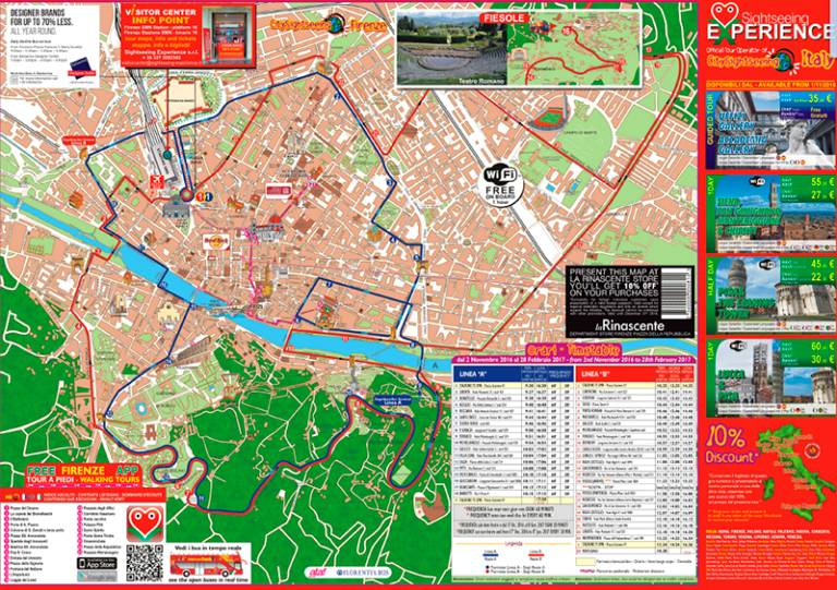 Mapa do City Sightseeing Firenze