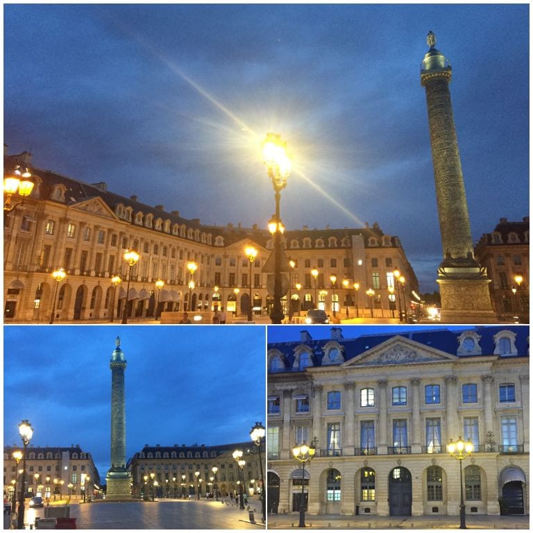 Place Vendôme no cair da noite em Paris