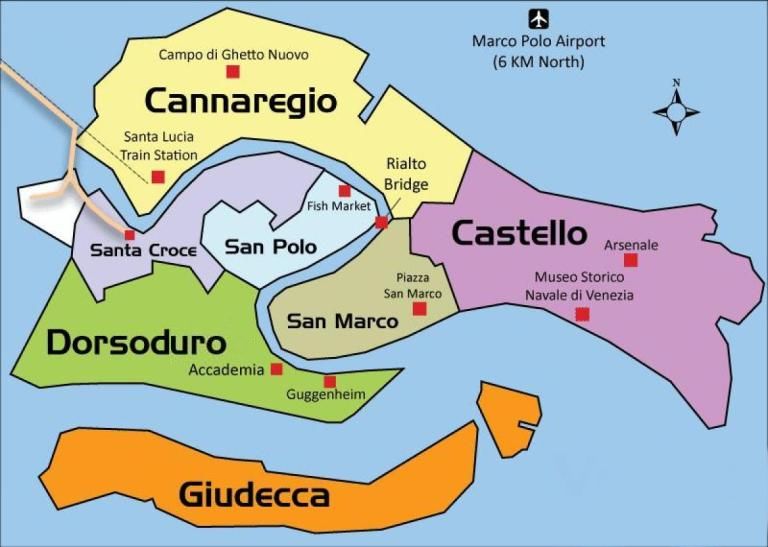 Onde ficar em Veneza: Mapa dos principais bairros