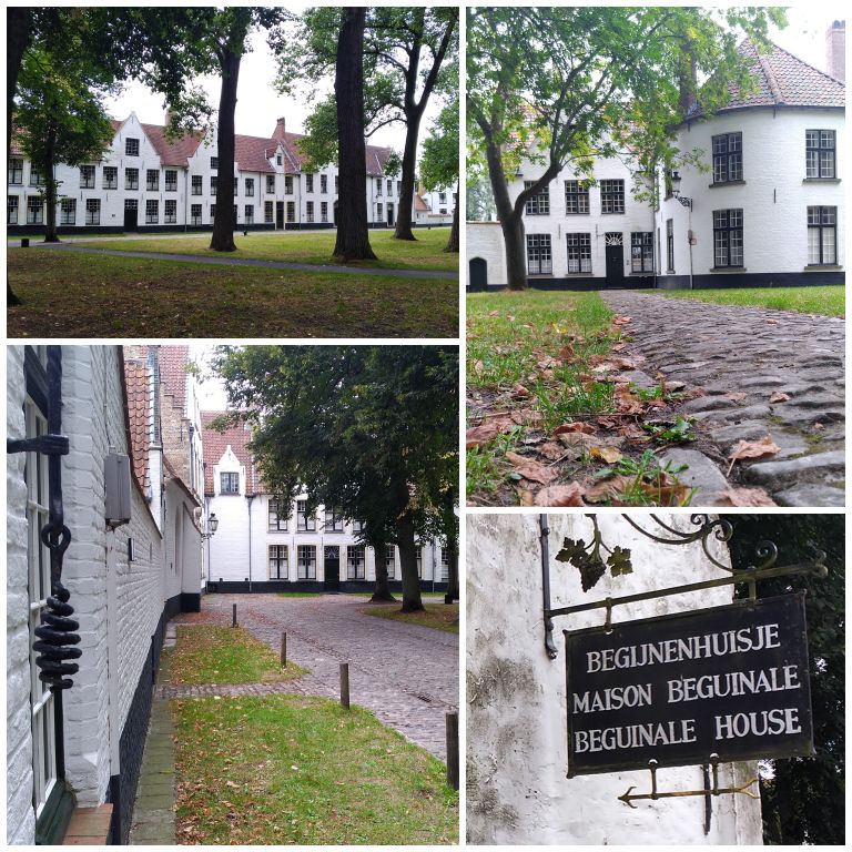 As casas e o clima de paz e tranquilidade na Begijnhof de Bruges