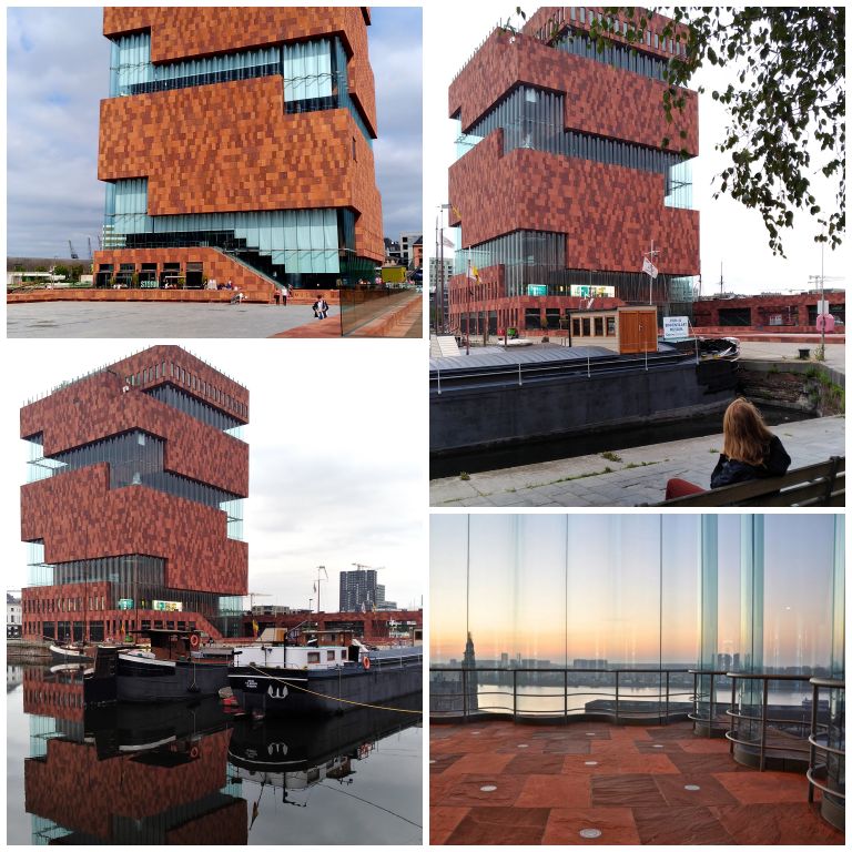  MAS|Museum aan de Stroom: detalhes do edifício e vista do terraço