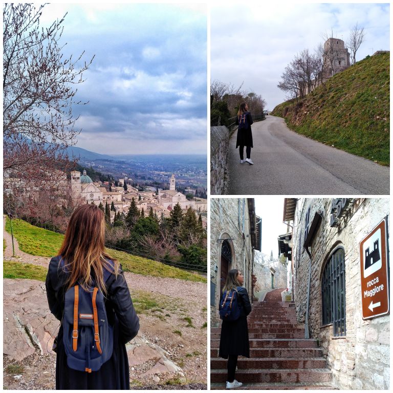 Um pouco do caminho e do visual na subida e na descida para a Rocca Maggiore