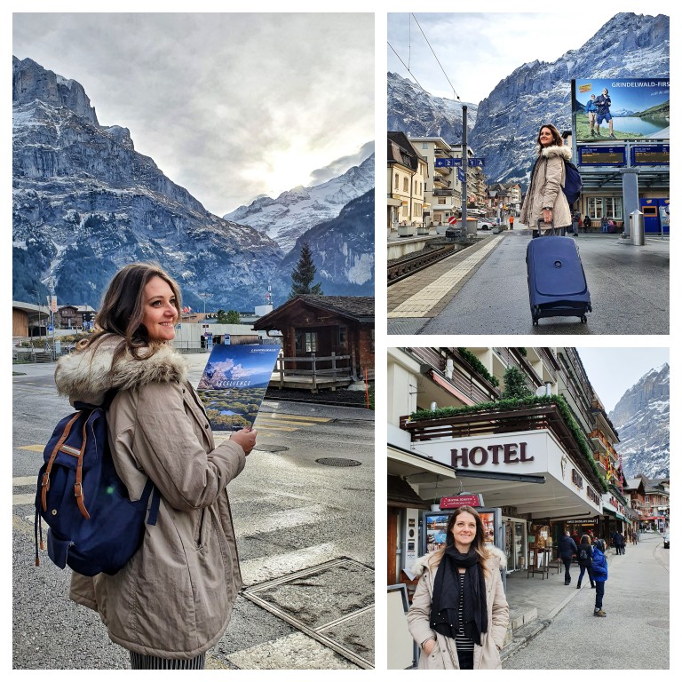 Chegando ao hotel Kreuz & Post em Grindelwald