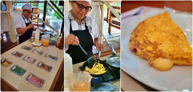 Ilha de omeletes, ovos mexidos e crepes do Hotel Du Parc Royal