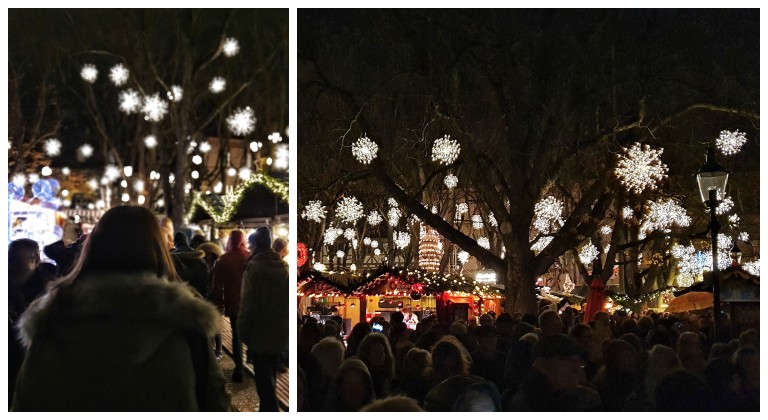 Luzes se acendendo na cerimônia de abertura do Basler Weihnacht