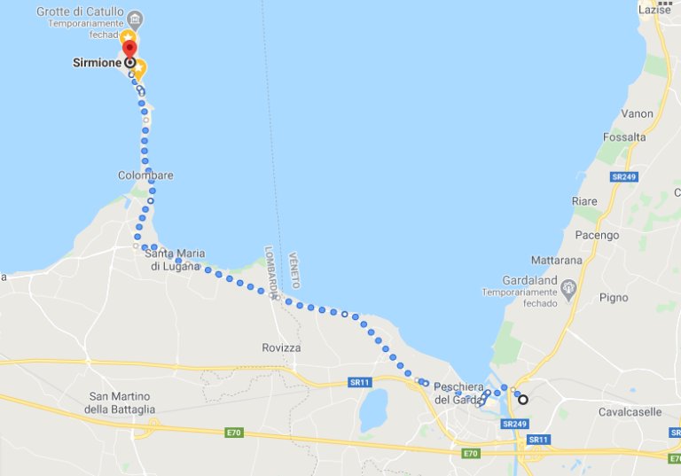 Trajeto de bike de Peschiera del Garda até Sirmione