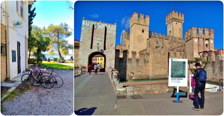 As bicicletas ficaram no bicicletário do lado de fora da cidade murada 