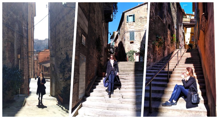 Ruas e escadas do centro de Perugia