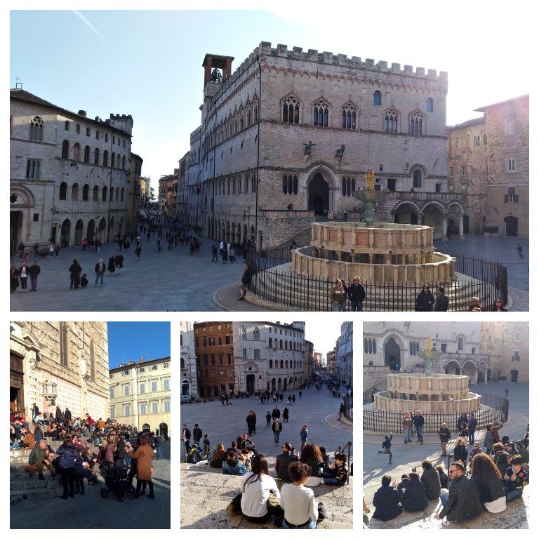 Piazza IV Novembre - ponto de encontro de turistas e locais em Perúgia