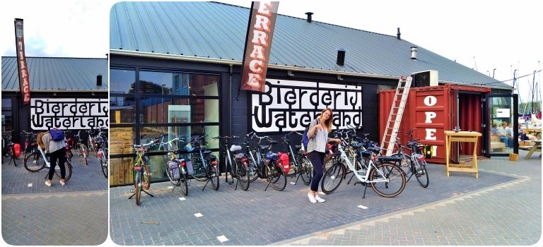 Chegada na Bierderij Waterland com as bikes