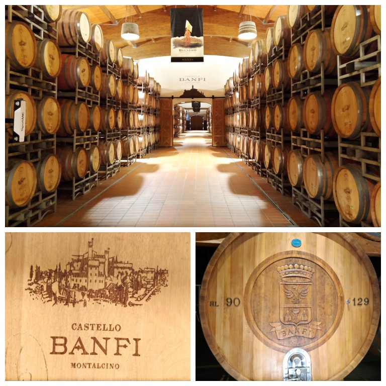 Visita à adega onde ficam armazenados os vinhos Banfi