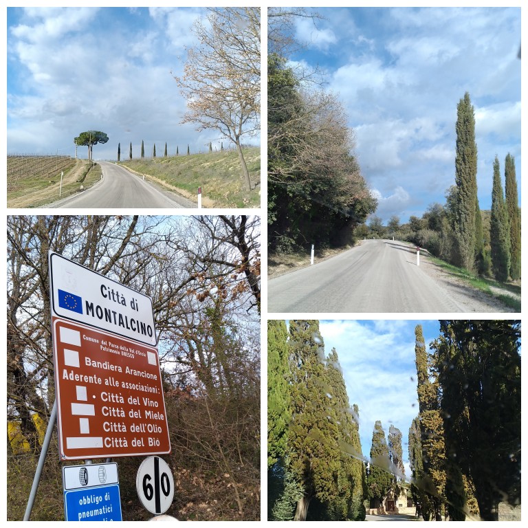 Detalhes da estrada até o Castello Banfi