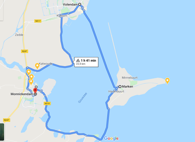 Roteiro completo de bicicleta por Monnickendam, Marken e Volendam