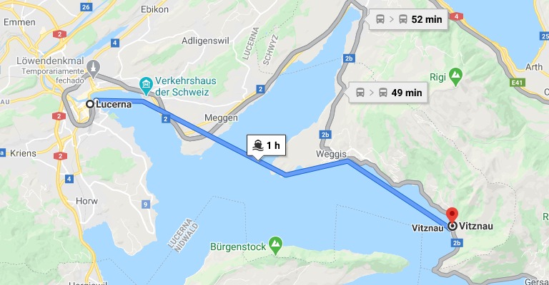 Barco de Lucerna a Vitznau (1 hora de duração)