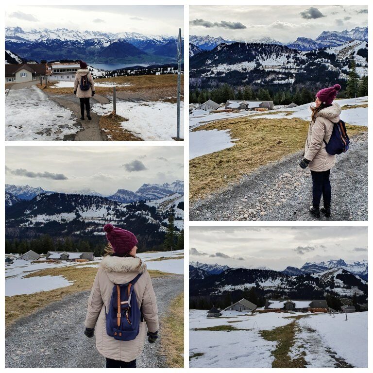 Caminhando pela montanha até o Chäserenholz (típica fazenda de produção de queijo alpino)