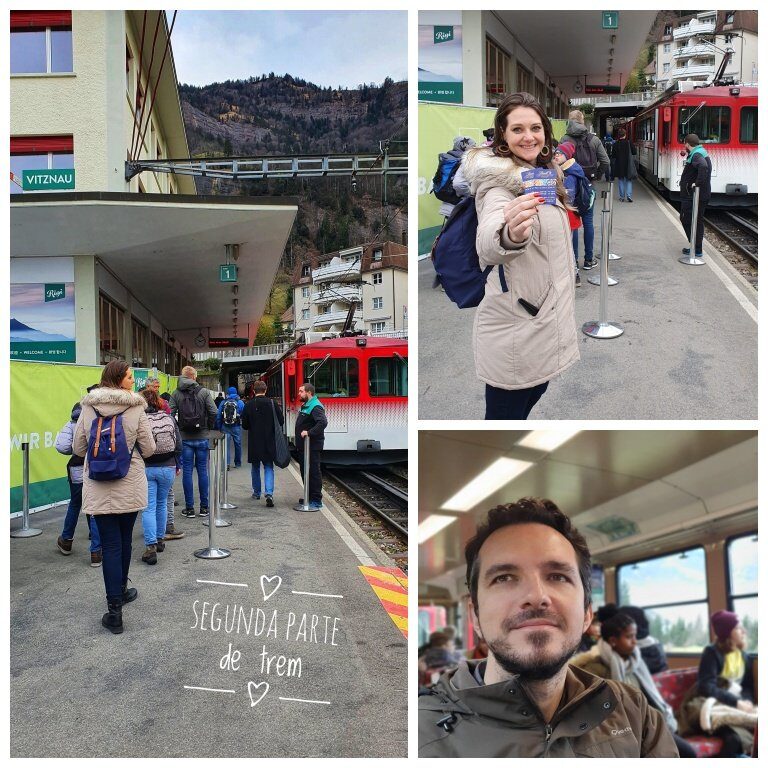 Embarcando no trem de roda dentada rumo ao Rigi Kulm