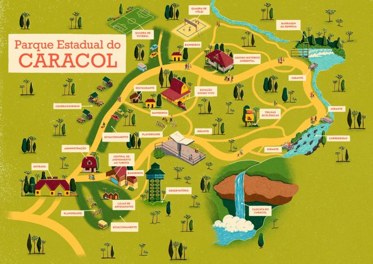 Mapa ilustrado do parque do caracol