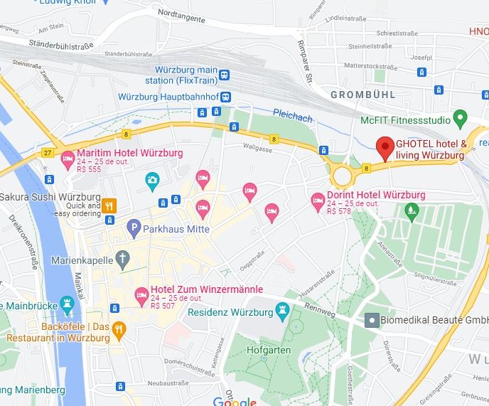 Mapa com localização do GHOTEL | Onde ficar em Würzburg