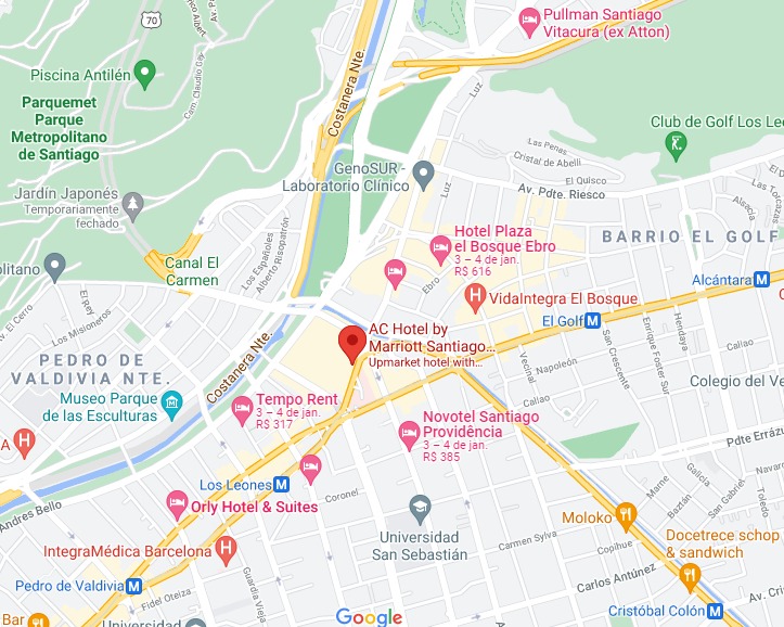 Mapa com a localização do AC Hotel Santiago Costanera Center by Marriott 