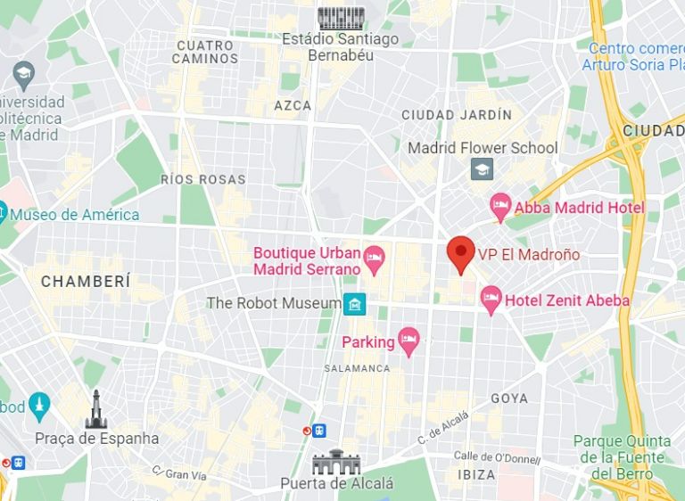 Mapa com a localização do Hotel VP el Madroño em Madri