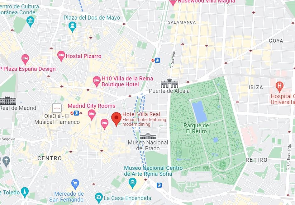 Localização do Hotel Villa Real em Madri