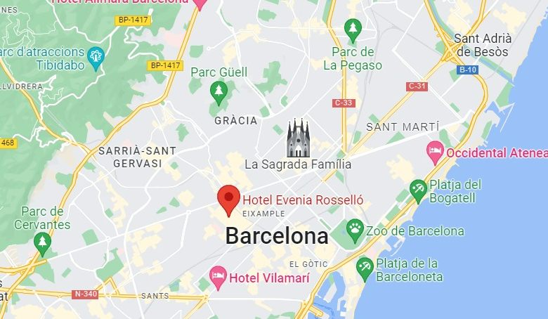 Localização do Hotel Evenia Rosselló em Barcelona