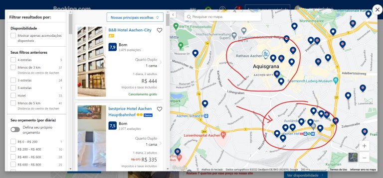 Modo visualização Mapa - Exemplo para Aachen