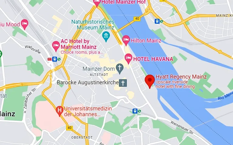 Localização do Hyatt Regency Mainz Hotel | Onde ficar em Mainz